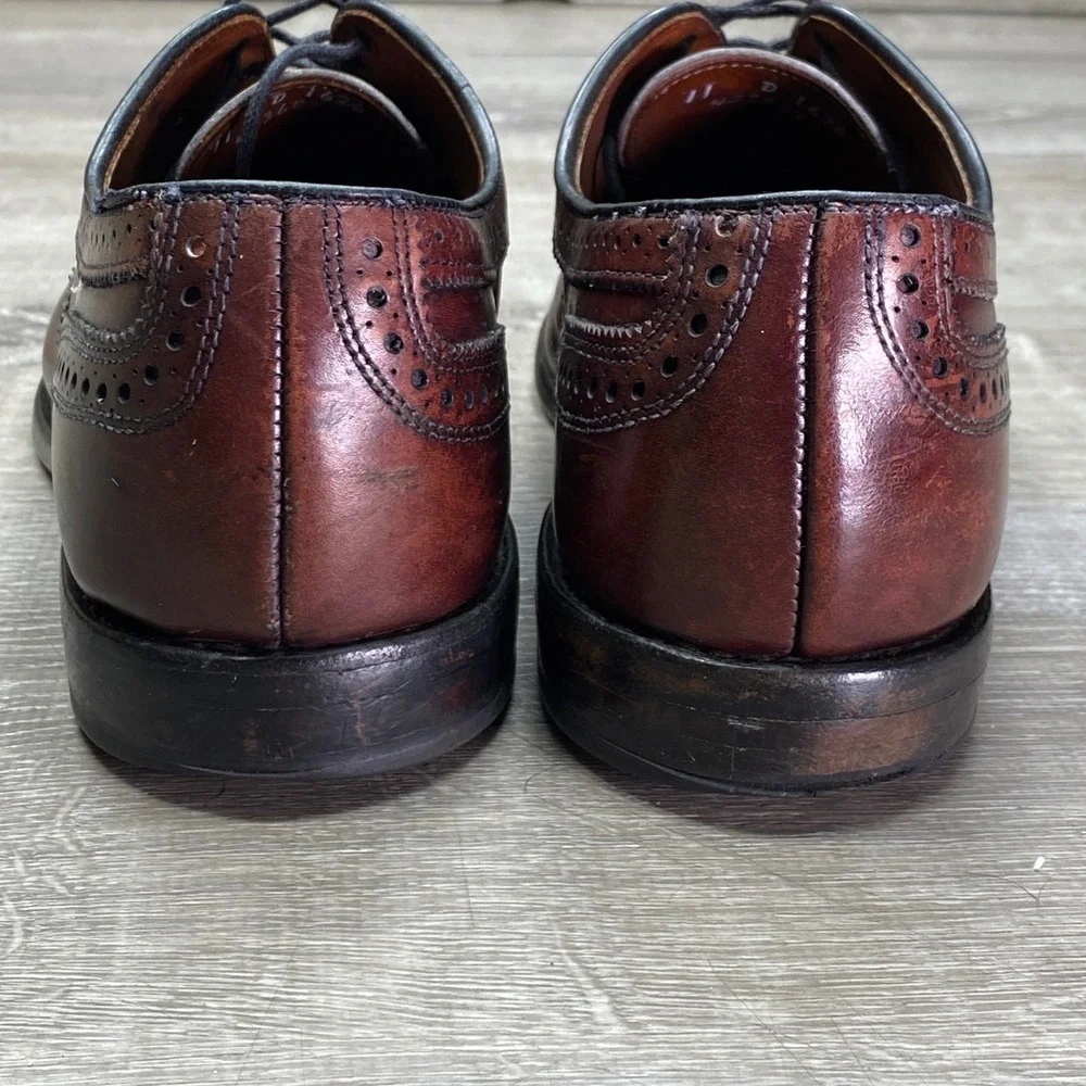 Allen Edmonds Strand Oxford Mens 11 D Brown Leather Brogue Cap Toe Dress Shoes